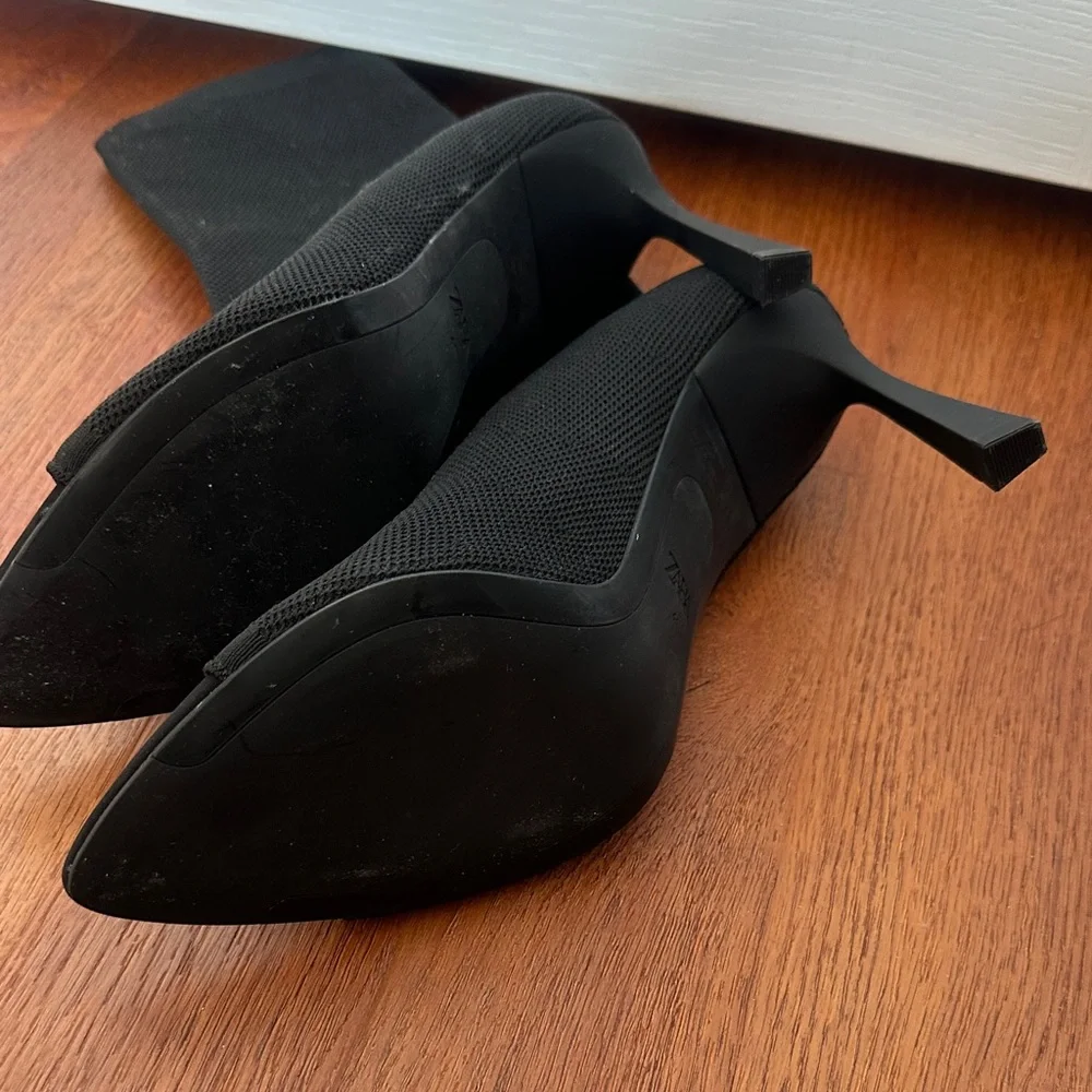 Zara Black Heeled Open Toe Boots - Picture 4 of 6